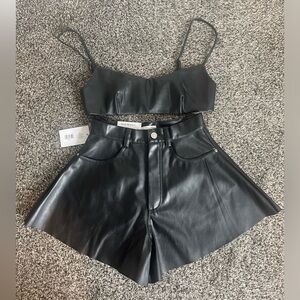 WeWoreWhat Leather Matching Set (Shorts & Bralette)